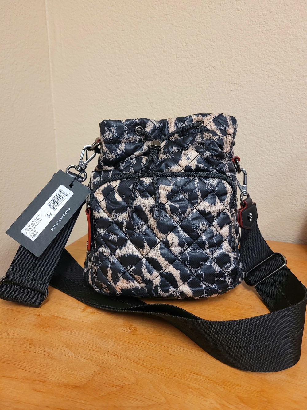 MZ Wallace Crosby Drawstring Bucket Bag In Animal Print